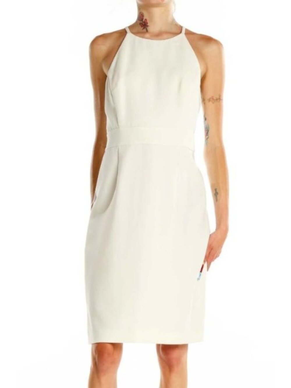 Banana Republic Beige Halter Knee Length Dress